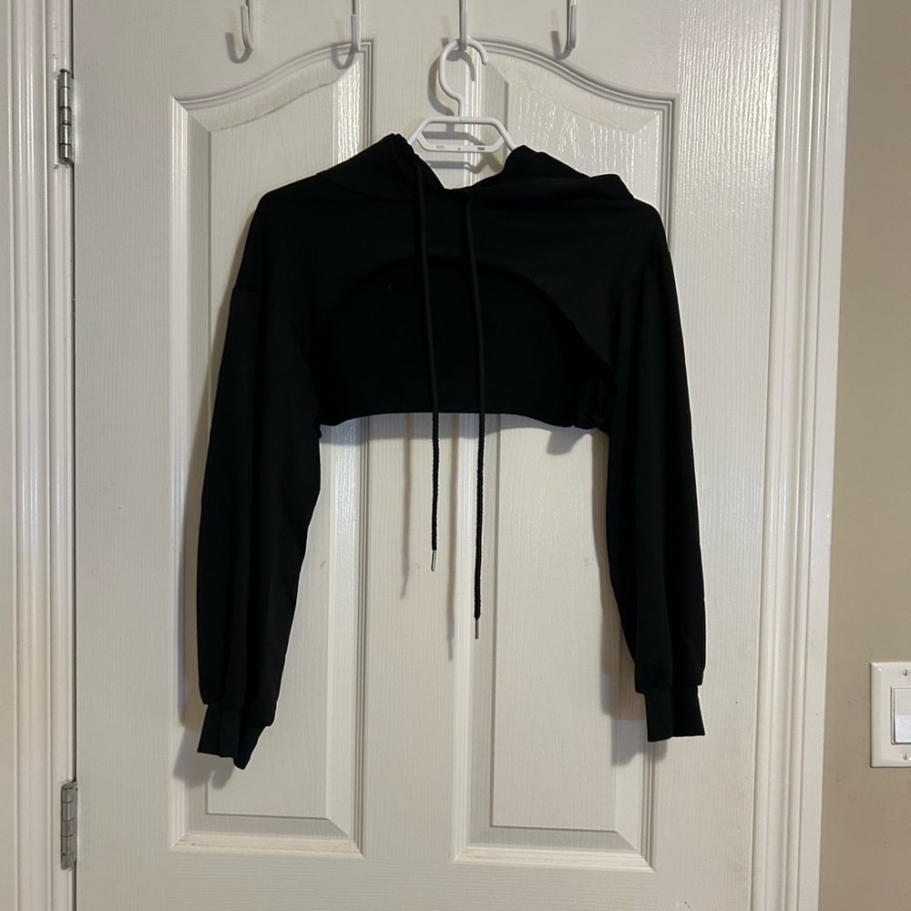Black Cropped Hoodie
